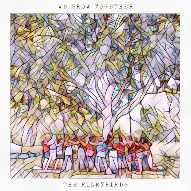 Illustration of people beneath a tree with the words We Grow Together The Rileybirds
